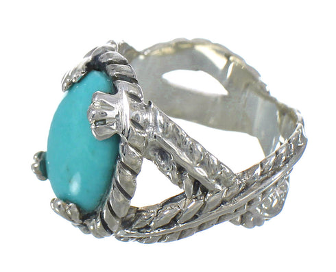 Genuine Sterling Silver Southwestern Turquoise Ring Size 8-1/4 RX62045
